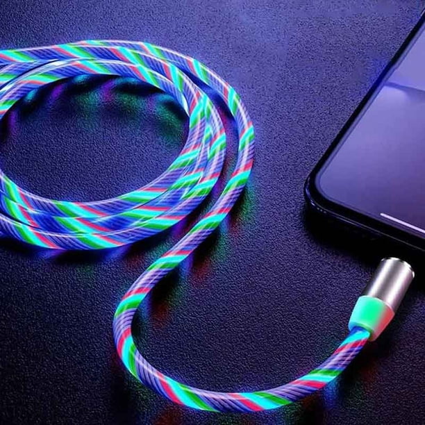 Green 3.3ft LED Flowing Light USB Charging Cable LED Lights USB Charger for Phone 6plus 6s Plus 7 7plus 8 8plus XR XS 11 Pro Max 